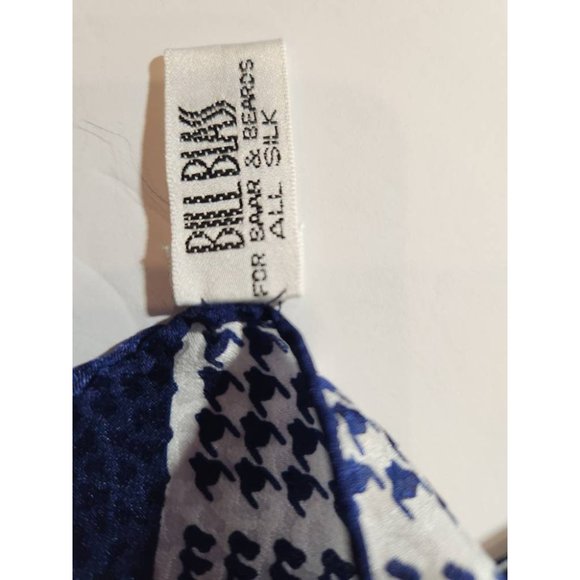Vintage Bill Blass Navy Blue Green White Houndstooth Abstract Silk Neck Scarf Wr - Picture 5 of 5